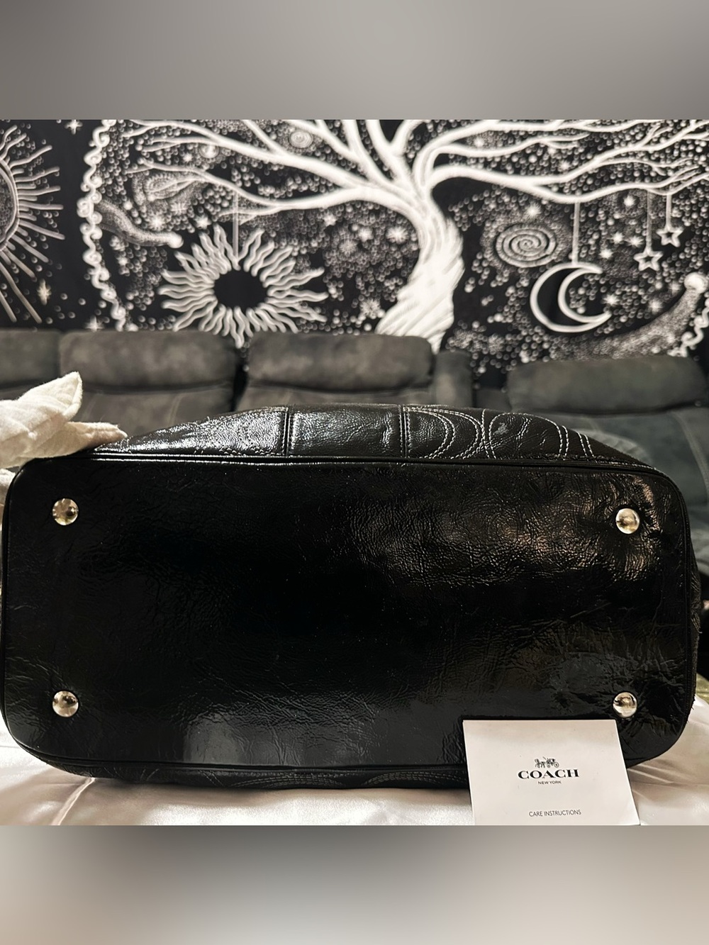 Vintage Coach kiss lock soho shoulder bag Black Leather with Signature Charm - Picture 14 of 17